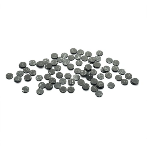 Black Synthetic turquoise Circle Flat back Cut