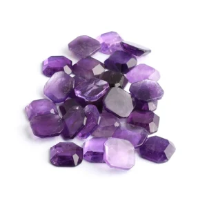 Amethyst octagon shaped step cut carving crystal gemstone