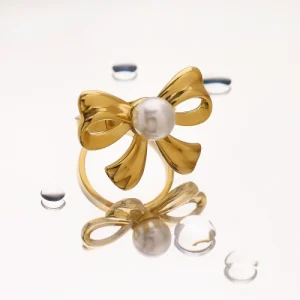 Butterfly Pearl Ring Female Niche High-End Ring