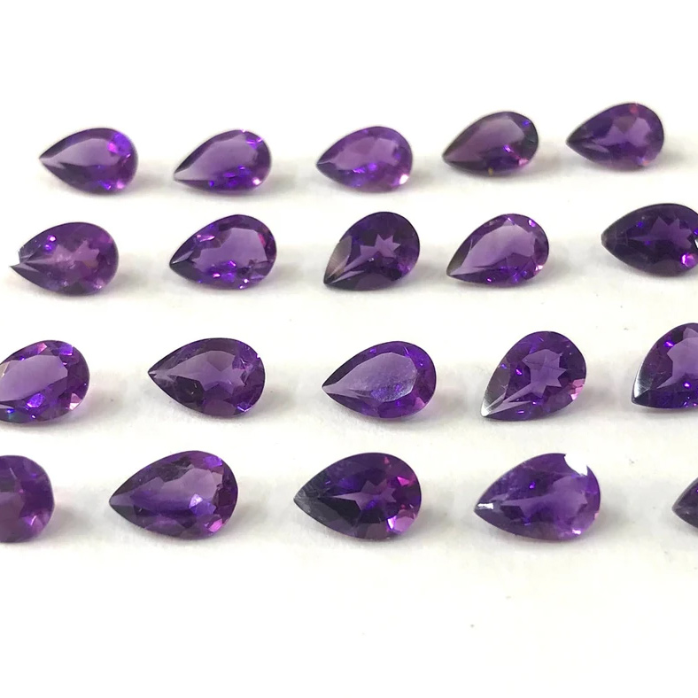 Natural Amethyst loose gems Pear shaped cutting surface - 이미지 4