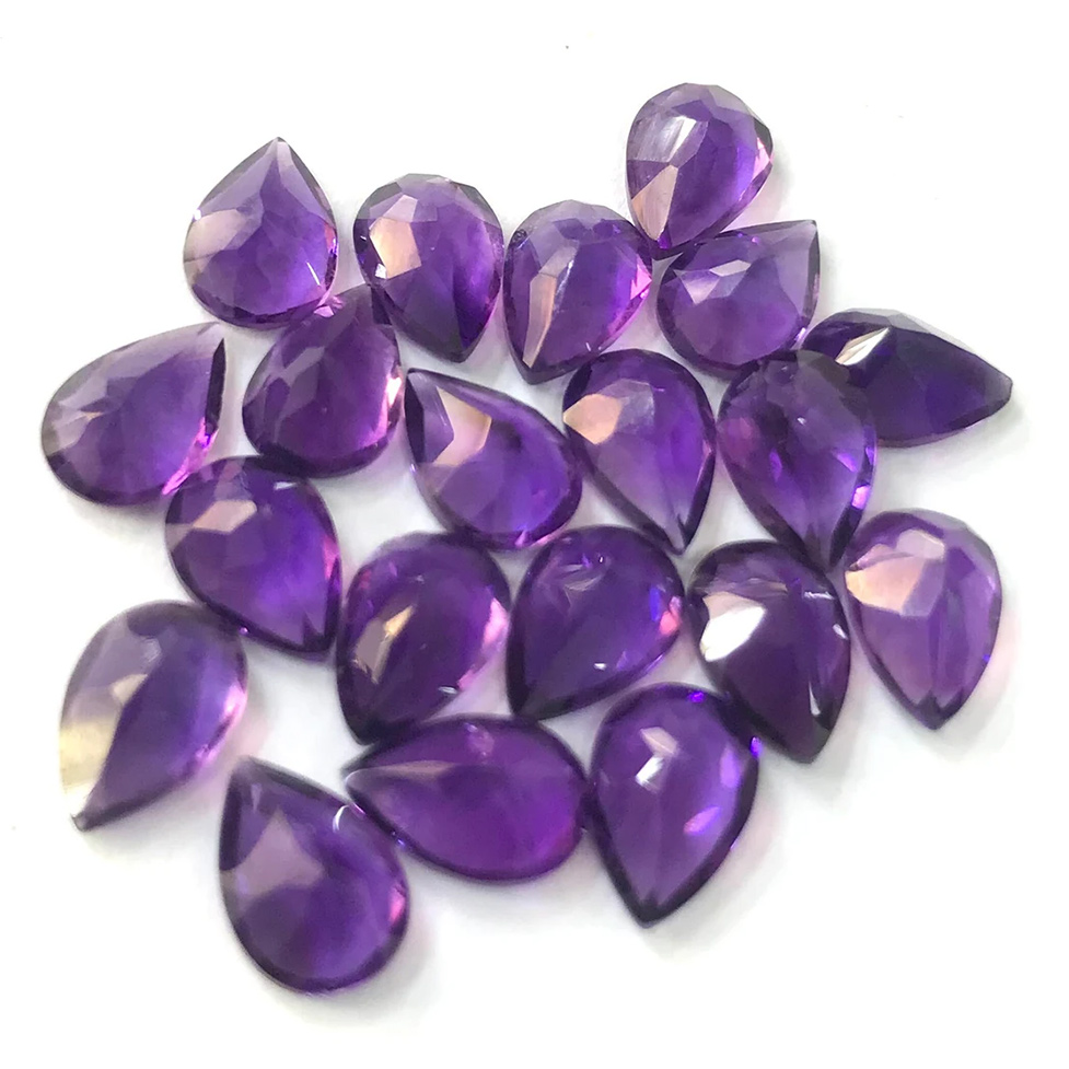 Natural Amethyst loose gems Pear shaped cutting surface - 이미지 5