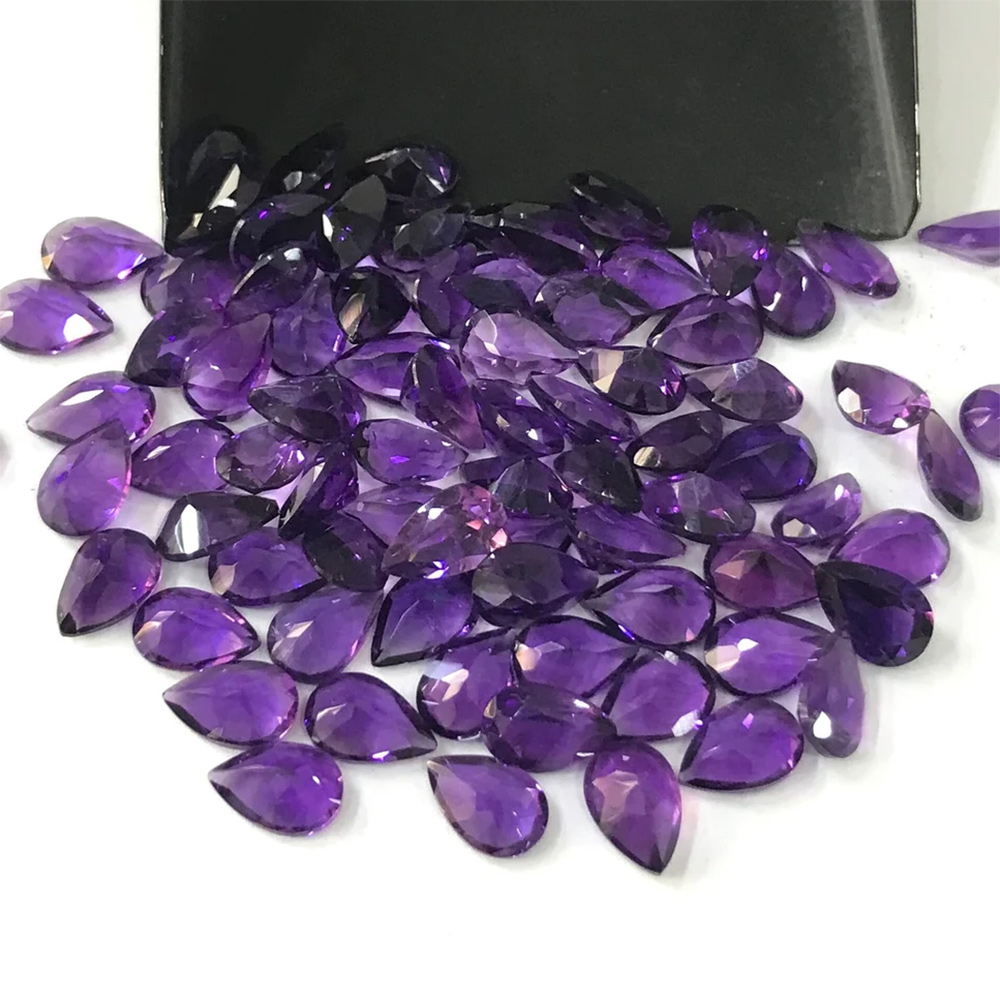 Natural Amethyst loose gems Pear shaped cutting surface - 이미지 6
