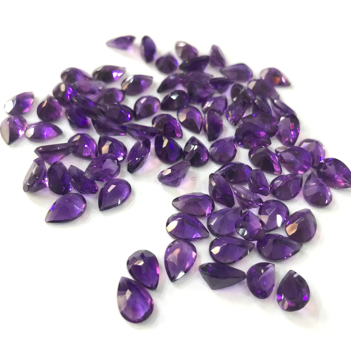 Natural Amethyst loose gems Pear shaped cutting surface - 이미지 7