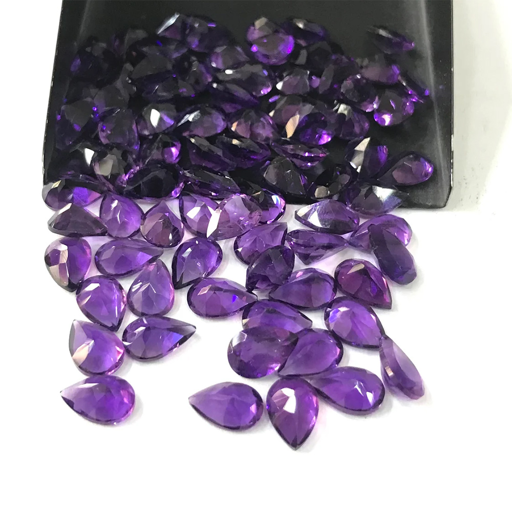 Natural Amethyst loose gems Pear shaped cutting surface - 이미지 2