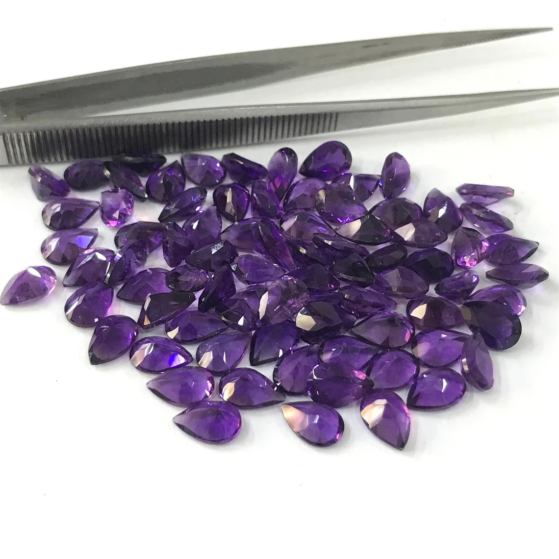 Natural Amethyst loose gems Pear shaped cutting surface - 이미지 3
