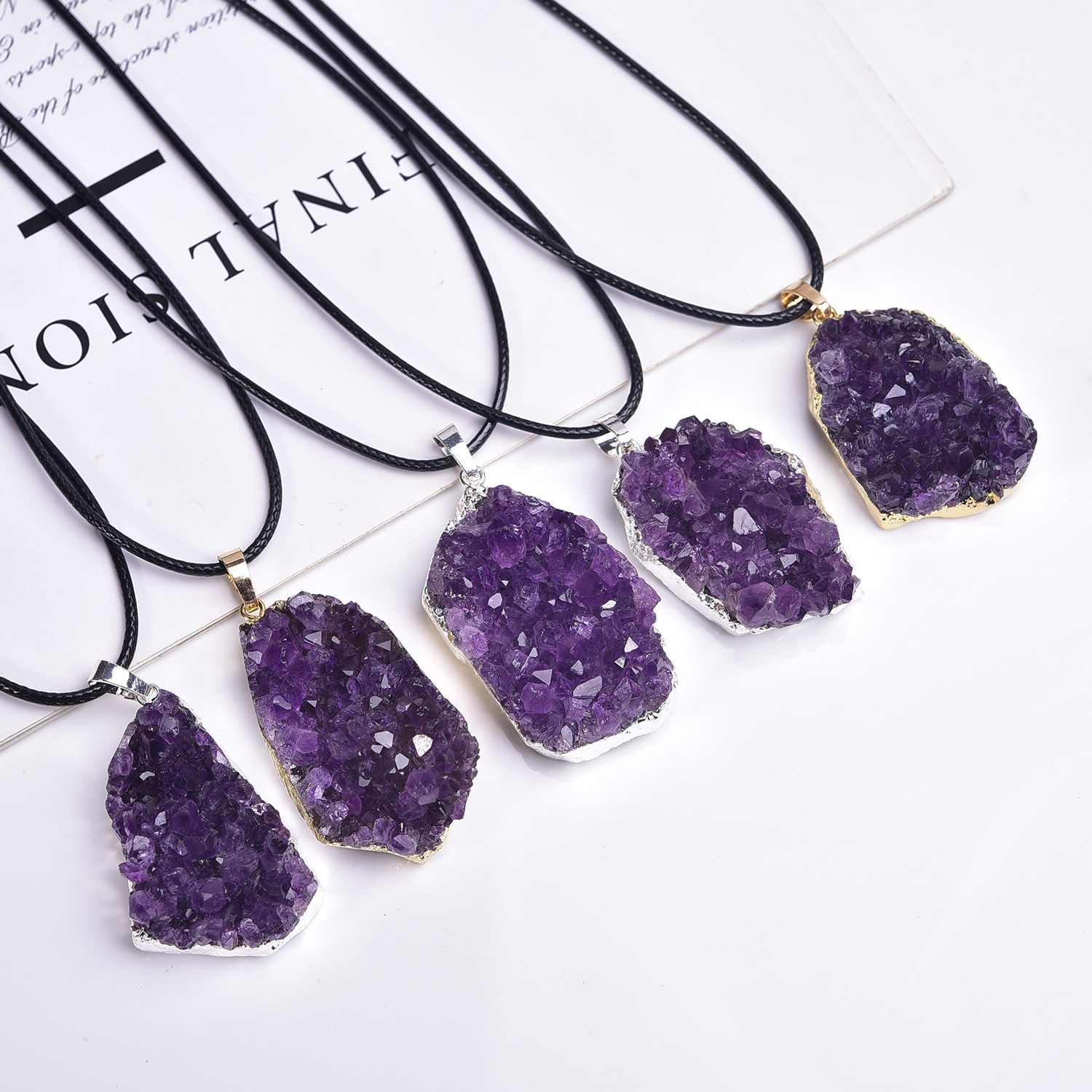 Natural Amethyst Cluster Pendant Amethyst Cluster Necklace - 이미지 5