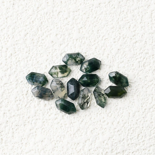 Moss Agate long Hexagon Cut For Jewelry Making
