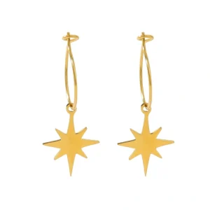 Star Earrings Stainless Steel Plated With 18K Gold