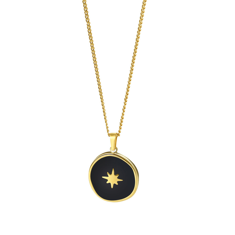 Eight-Pointed Titanium Steel Black Star Clavicle Chain - 이미지 3