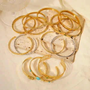 Ins Retro Titanium Steel Open Gold-plated Bracelet