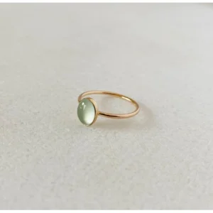 Chrysoprase Ring 14k Gold Ring Oval Gemstone Rings
