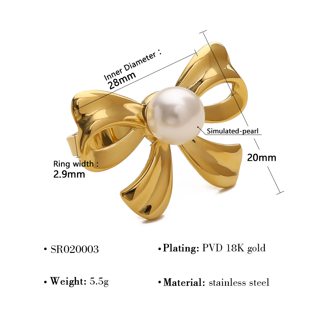 Butterfly Pearl Ring Female Niche High-End Ring - 이미지 5