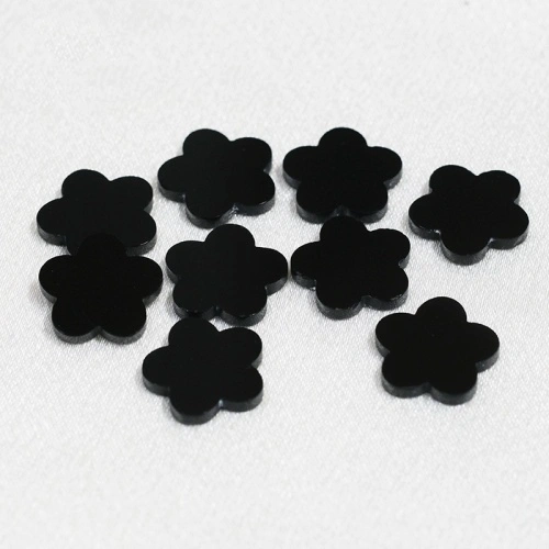 Natural Black Agate Five-leaf Flower Double Plane