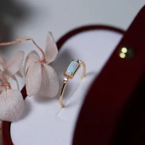 Simple Opal Ring Japanese Style S925 Silver Rings