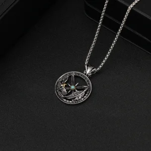Feather Eagle Compass Necklace Men's Hollow Necklace