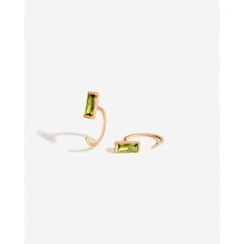 Square Shape Peridot Dainty Tiny Hoop Unique Earrings