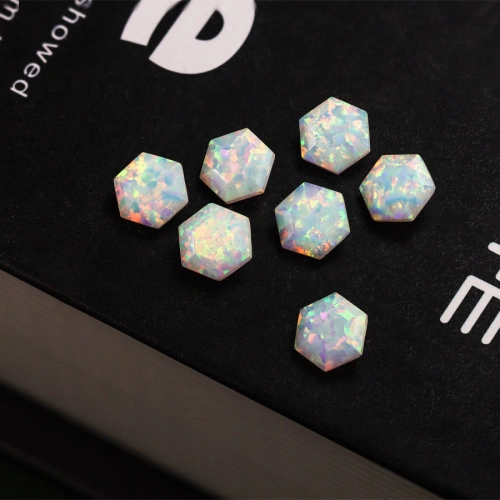 Synthetic Opal Hexagonal Shape Faceted Cut Loose Stones