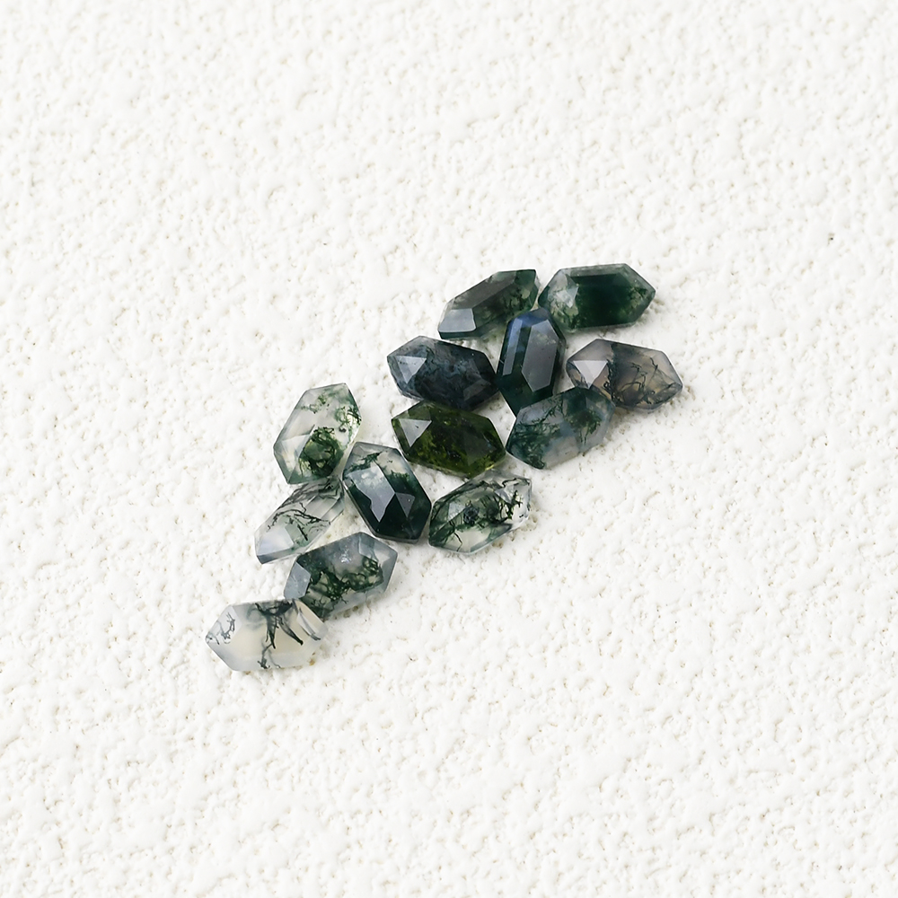 Moss Agate long Hexagon Cut For Jewelry Making - 이미지 2