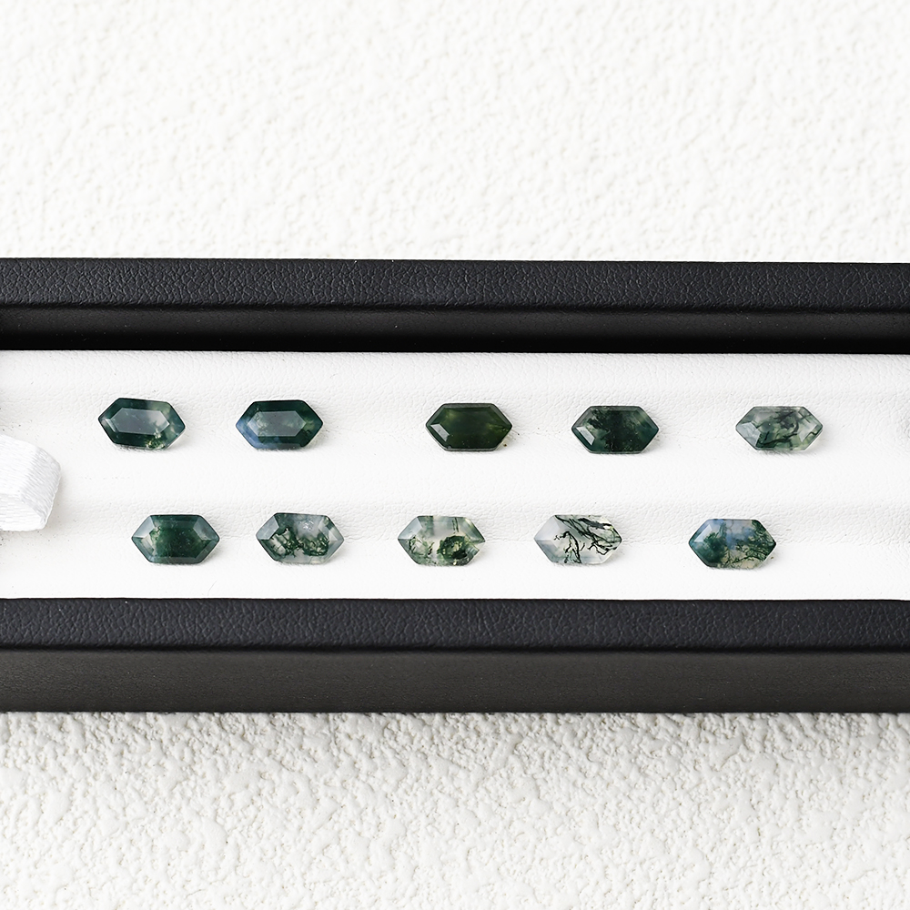 Moss Agate long Hexagon Cut For Jewelry Making - 이미지 3