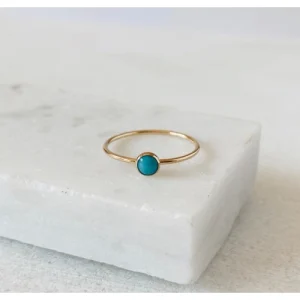 Turquoise Gemstone 18K Gold Ring As Birthday Gift