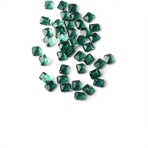 Green Glass Emerald Cut For Jewelry Making