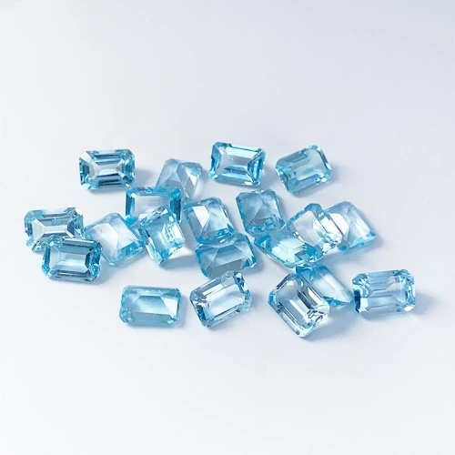 Small Octagon Cut Sky Blue Topaz Blue Gems
