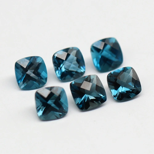 Natural London Blue Topaz Fat Square Surface Cut