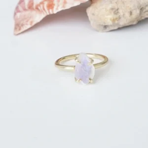 Blue Fire Moonstone Ring 14K Gold Plated Rings