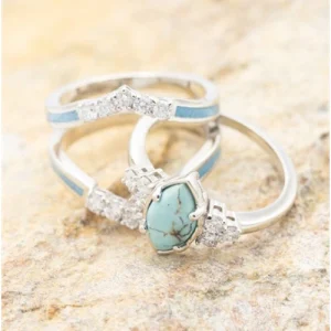 European And American Creative Turquoise Diamond Ring