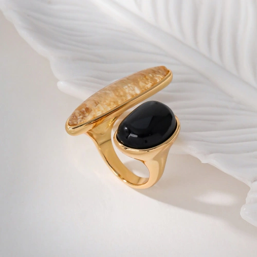 Black Agate Ring Smoky Quartz Special Shaped Rings