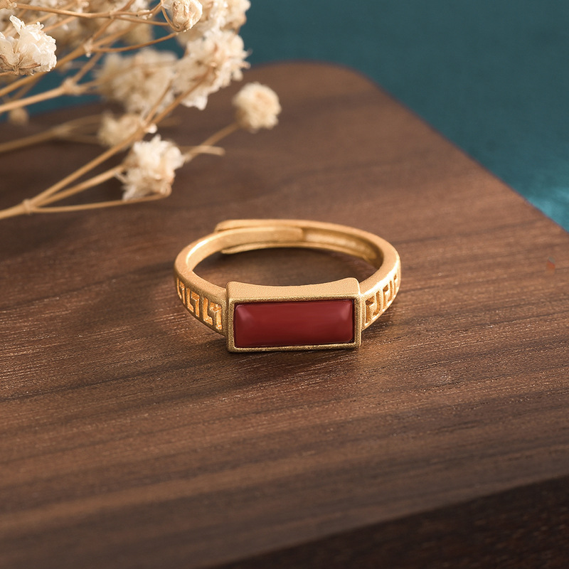 Ancient Gold Plated Imitation Southern Ruby Rings - 이미지 4