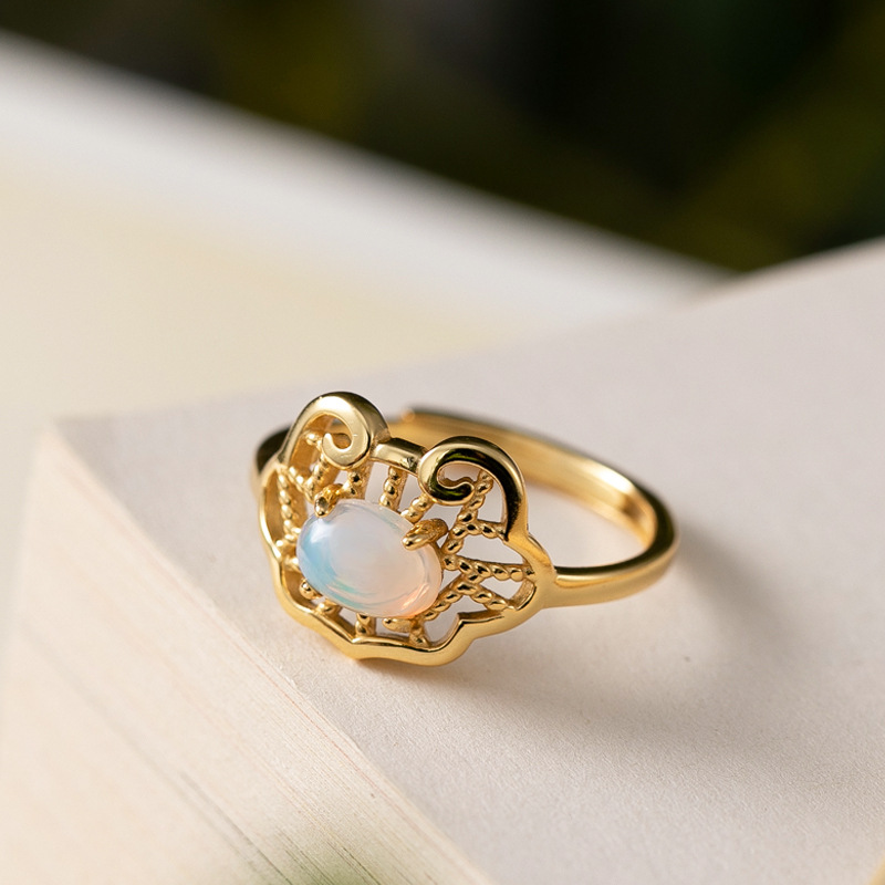 S925 Silver Opal Stone Simple And Versatile Rings - 이미지 4