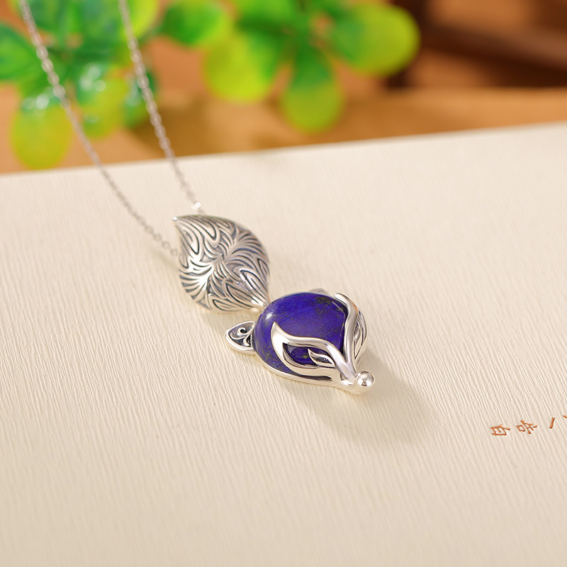 Lapis Lazuli Vintage Silver Nine-Tailed Fox Pendants - 이미지 5