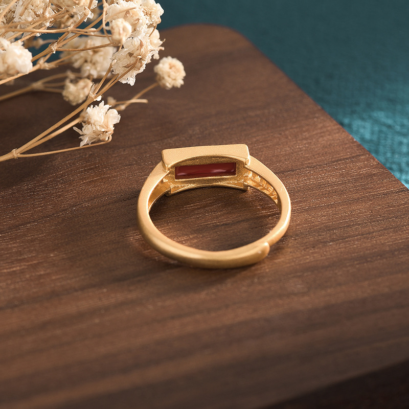 Ancient Gold Plated Imitation Southern Ruby Rings - 이미지 5