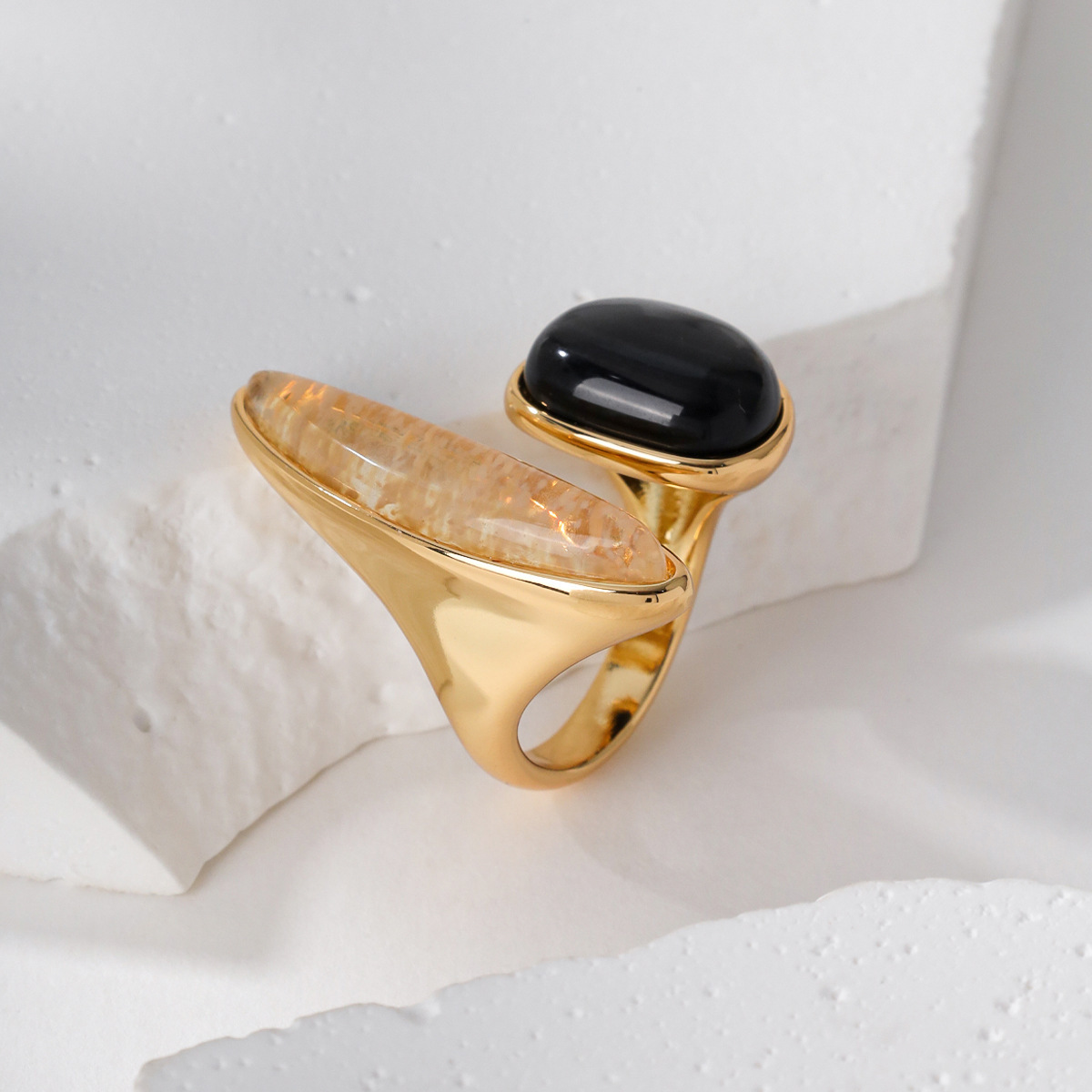 Black Agate Ring Smoky Quartz Special Shaped Rings - 이미지 6
