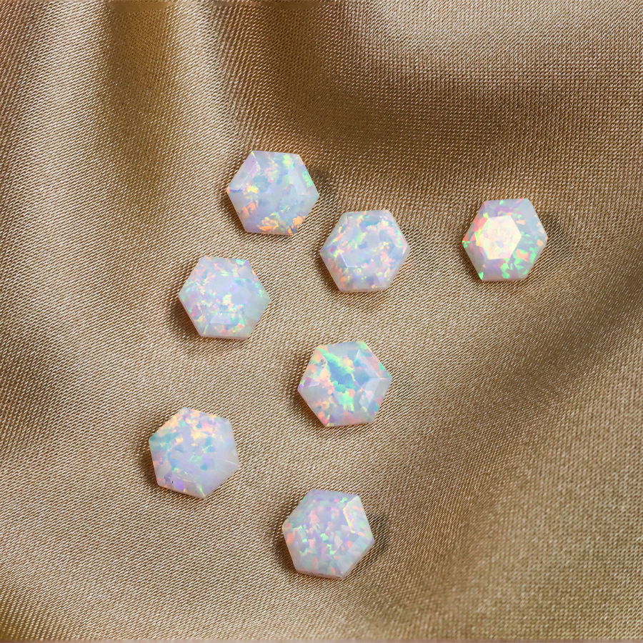 Synthetic Opal Hexagonal Shape Faceted Cut Loose Stones - 이미지 5