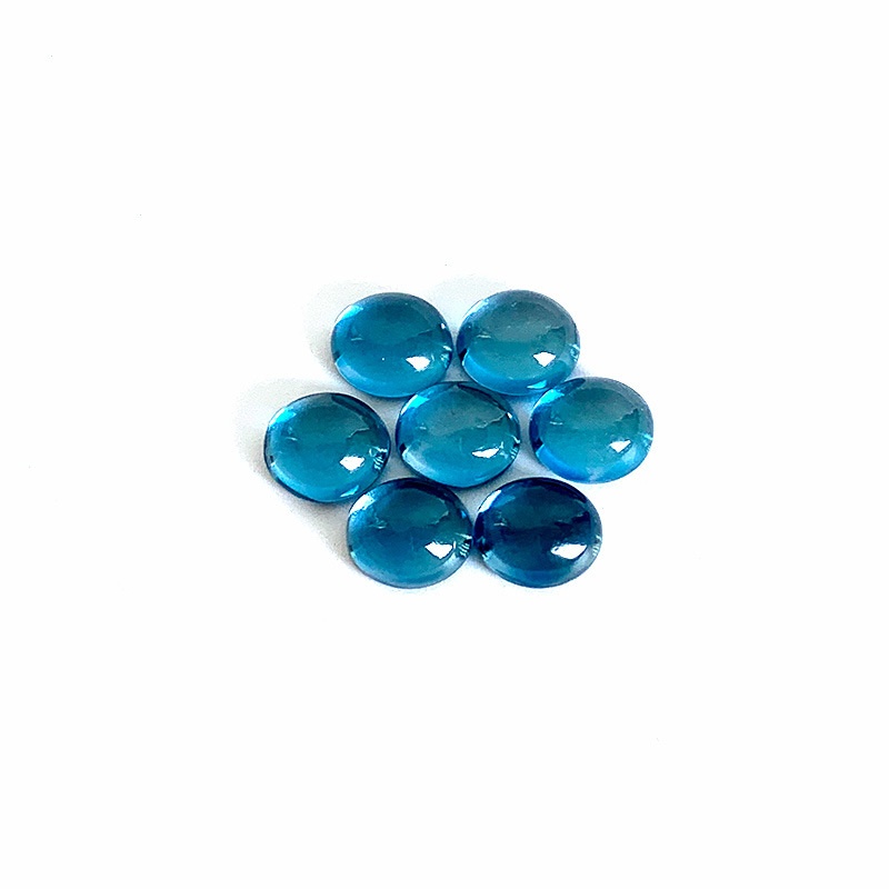 London Blue Topaz Round Shape Cabochons Cut Gems - 이미지 5