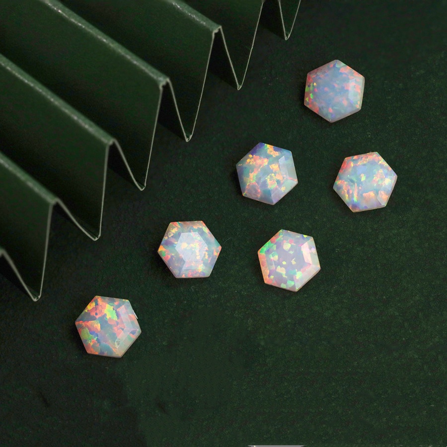 Synthetic Opal Hexagonal Shape Faceted Cut Loose Stones - 이미지 6