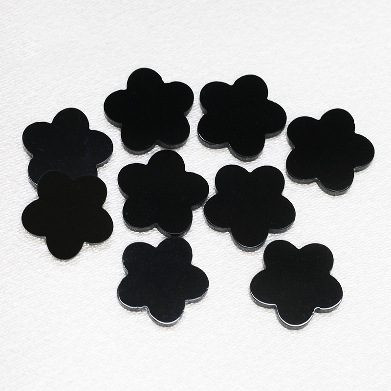 Natural Black Agate Five-leaf Flower Double Plane - 이미지 4