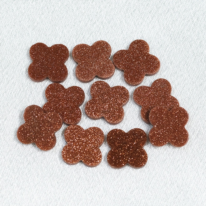 Gold Sandstone Gemstone Flat Back Four Leaf Clover - 이미지 4