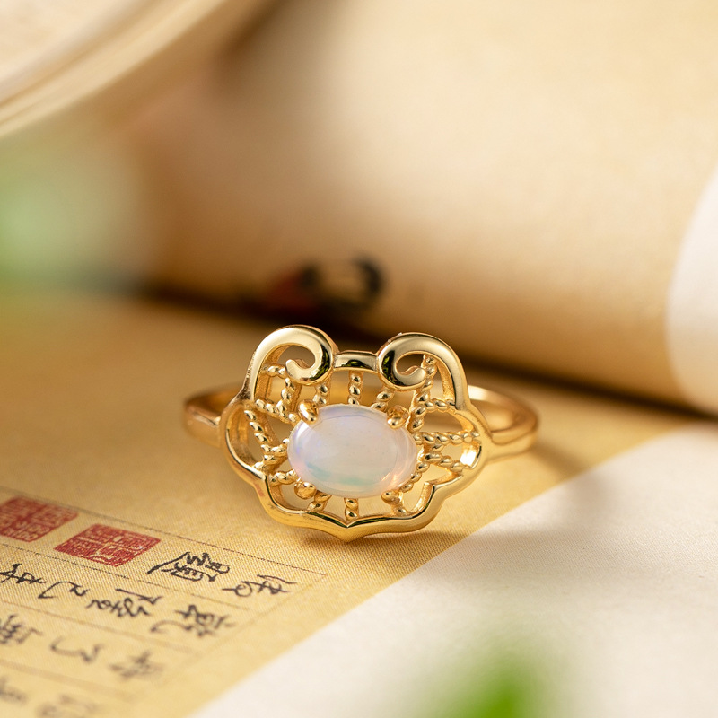 S925 Silver Opal Stone Simple And Versatile Rings - 이미지 5