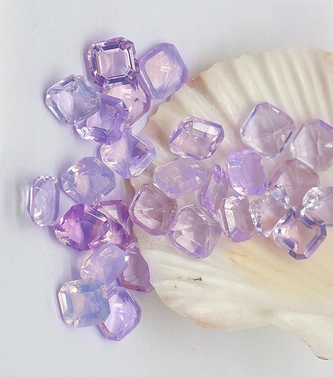 Natural Lavender Amethyst Asscher Ring Face Loose Stone - 이미지 4
