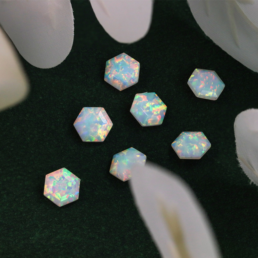 Synthetic Opal Hexagonal Shape Faceted Cut Loose Stones - 이미지 7
