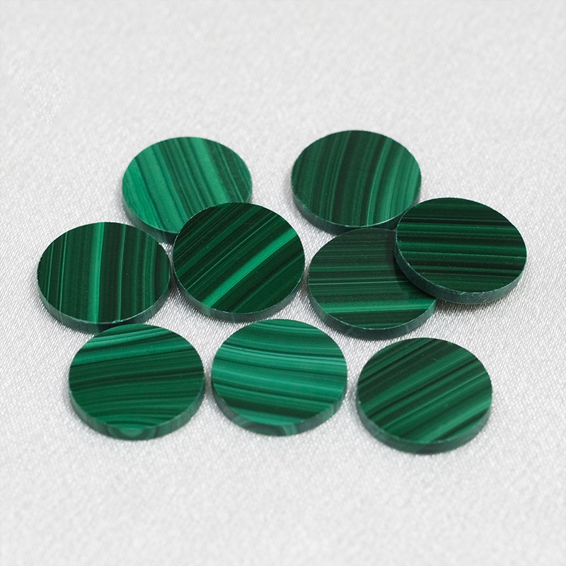 Double Plane Natural Malachite Gemstone Disc Loose Stones - 이미지 6