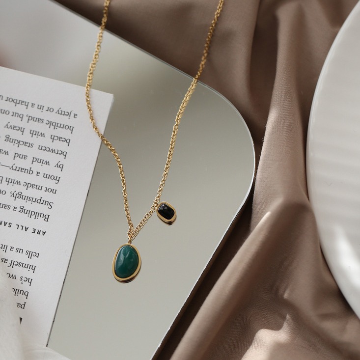 Light Luxury Design Green And Black Agate Pendant - 이미지 3