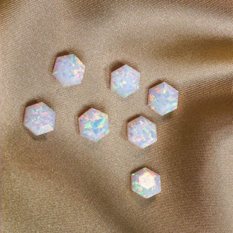 Synthetic Opal Hexagonal Shape Faceted Cut Loose Stones - 이미지 2