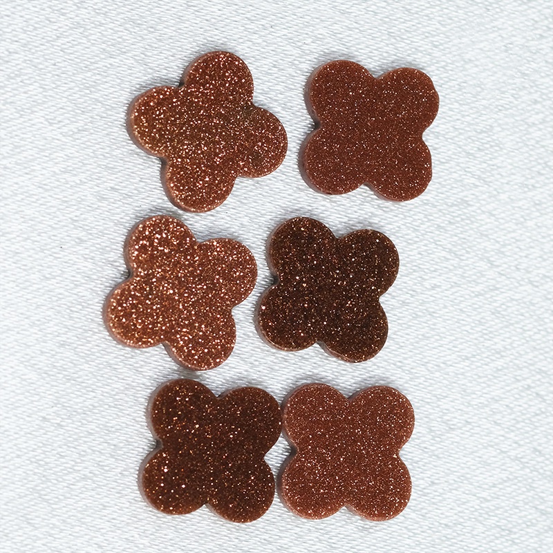 Gold Sandstone Gemstone Flat Back Four Leaf Clover - 이미지 6