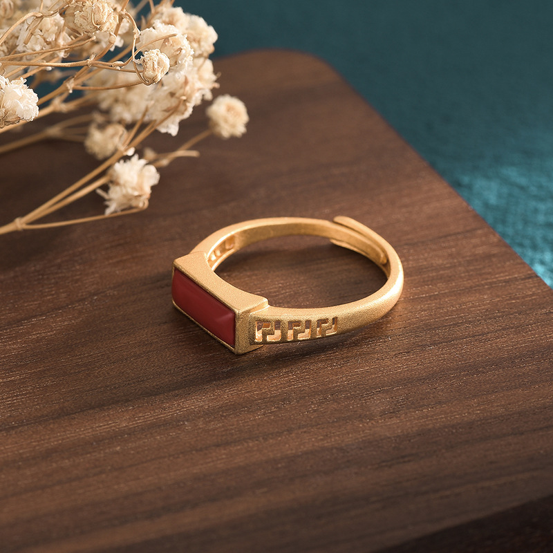 Ancient Gold Plated Imitation Southern Ruby Rings - 이미지 2