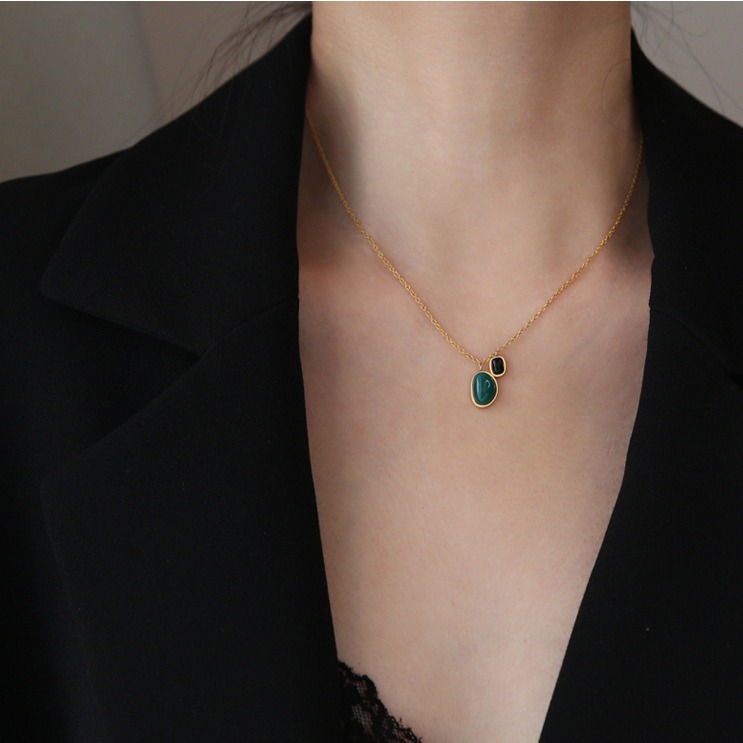 Light Luxury Design Green And Black Agate Pendant - 이미지 4