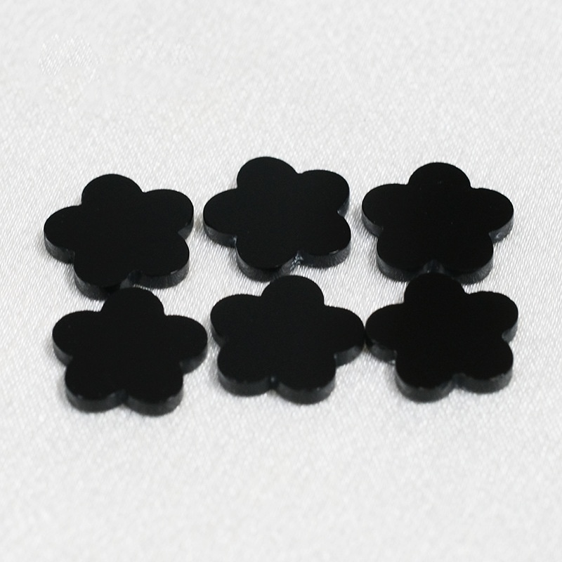 Natural Black Agate Five-leaf Flower Double Plane - 이미지 6